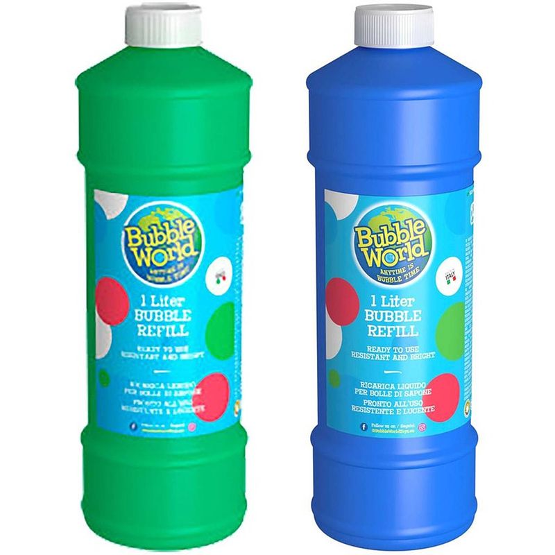 Foto van Bubble world navulfles classic bellenblaassop 1000 ml blauw