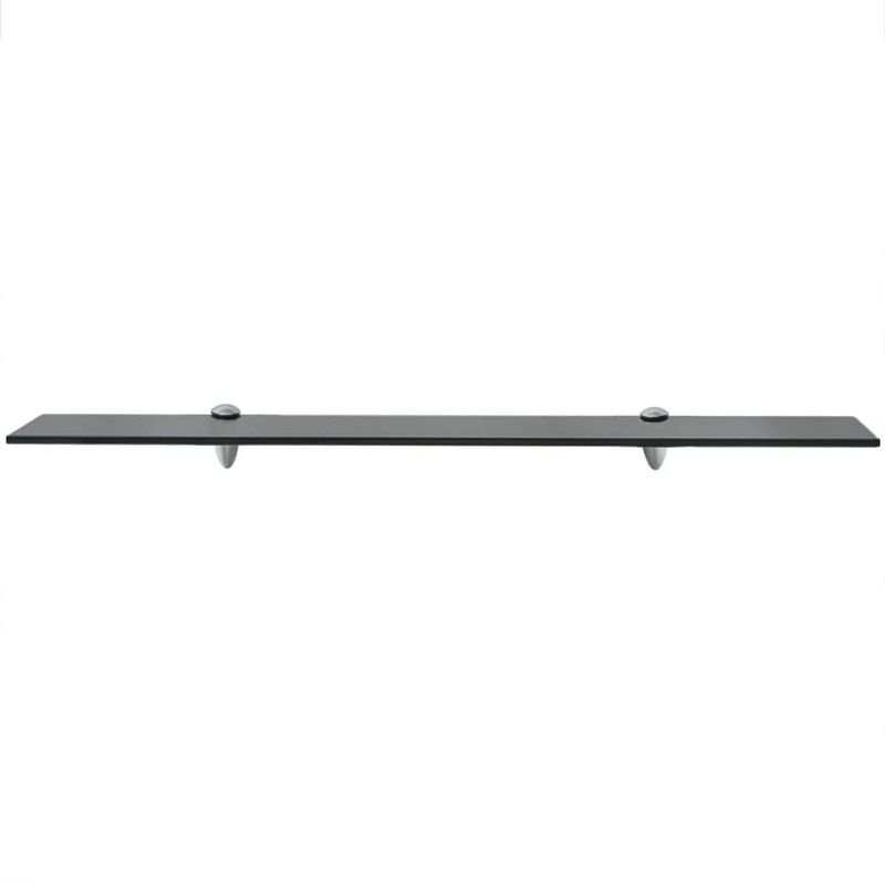 Foto van The living store zwevende plank - glazen schap 80 x 20 cm - zwart