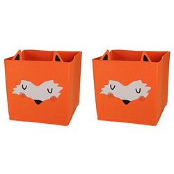 Foto van 2x stuks opbergmand vilt kinderkamer - dieren thema vos - 32 x 32 x 32 cm - opbergmanden