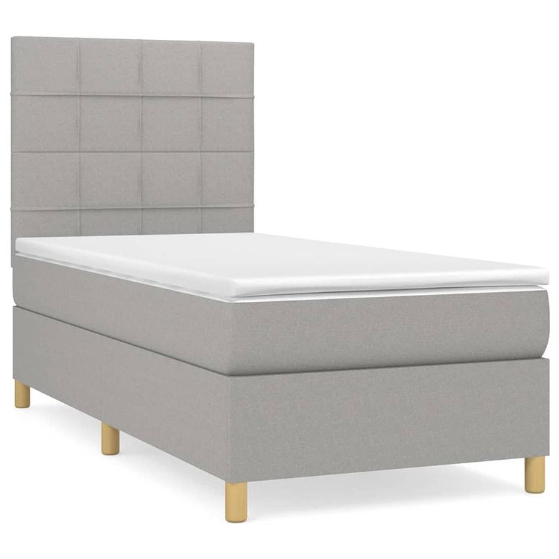 Foto van The living store boxspringbed - comfort - bed - 193 x 90 x 118/128 cm - lichtgrijs - duurzaam materiaal - verstelbaar