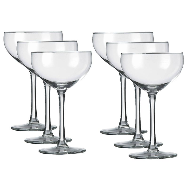 Foto van Set van 6x stuks champagneglazen/coupe transparant 240 ml specials - champagneglazen