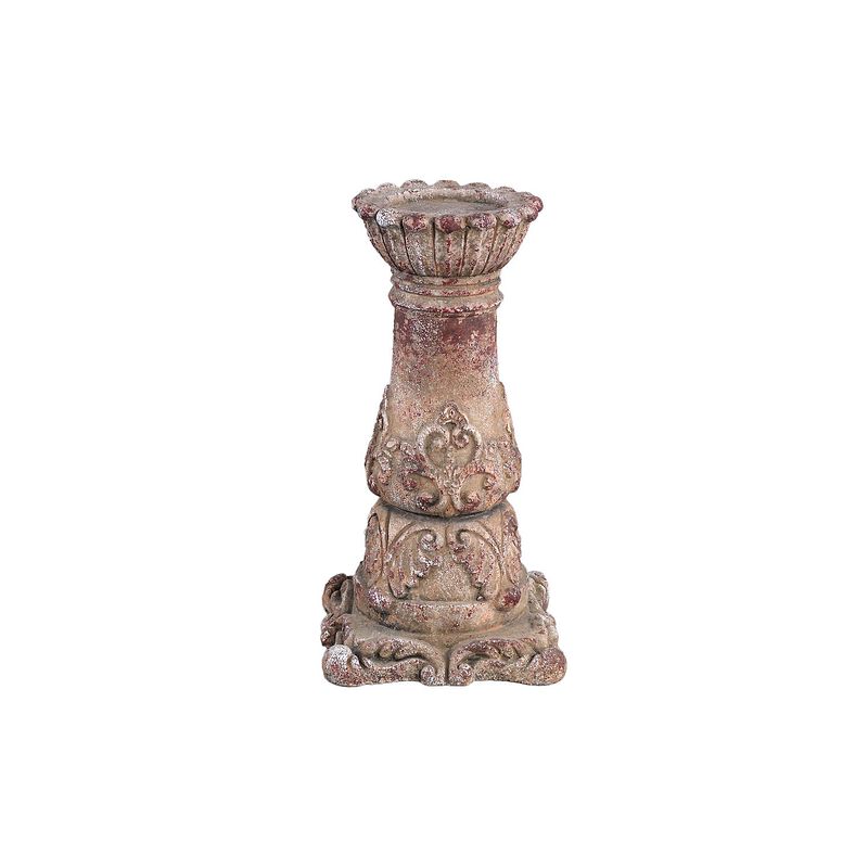 Foto van Ptmd burnt red cream cement candle holder square base