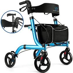Foto van Safe age® rollator - lichtgewicht en opvouwbaar - zitfunctie - voor binnen en buiten - rugleuning en wandelstok houder