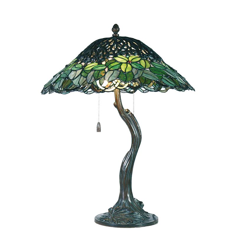 Foto van Haes deco - tiffany tafellamp groen ø 47x58 cm fitting e27 / lamp max 2x60w