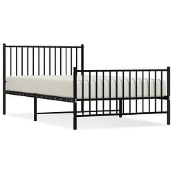 Foto van Vidaxl bedframe met hoofd- en voeteneinde metaal zwart 107x203 cm