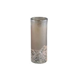 Foto van Ptmd loek grey glass cilinder vase straight m