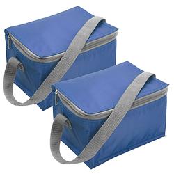 Foto van Trendoz set van 2x stuks kleine koeltas blauw voor 6 blikjes met rits en draagband - koeltas