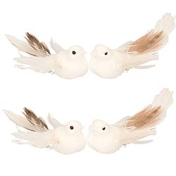 Foto van 2x witte glitter decoratie vogeltjes op clip 11 cm - feestdecoratievoorwerp