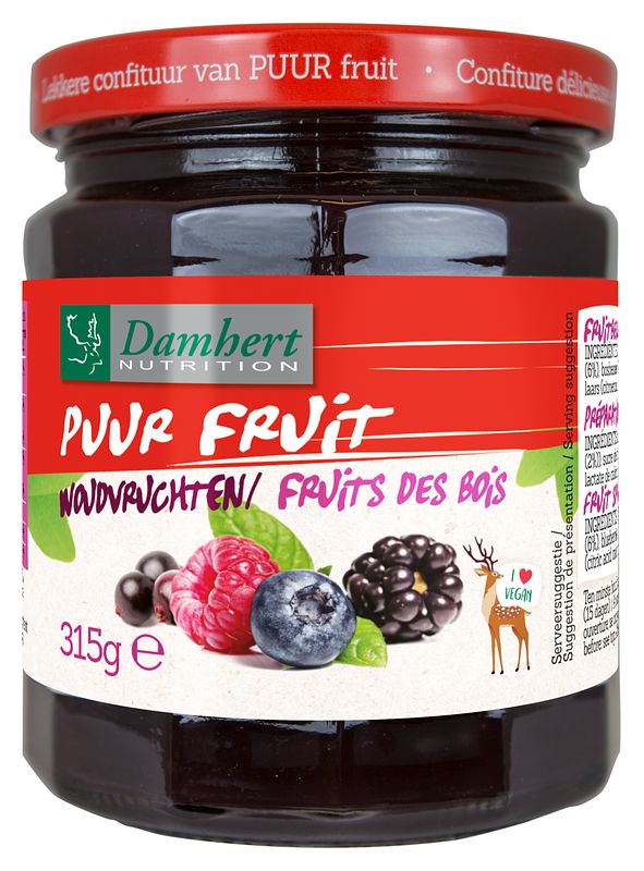 Foto van Damhert puur fruit confituur woudvrucht