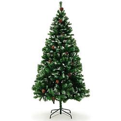 Foto van Kunstkerstboom, kerstboom, 180cm, met dennenappels en besneeuwde takken