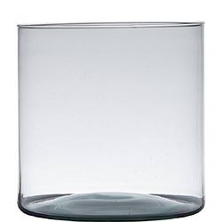 Foto van Transparante home-basics cylinder vorm vaas/vazen van gerecycled glas 19 x 19 cm - vazen