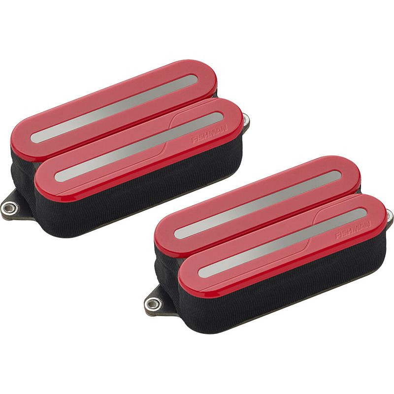 Foto van Fishman prf-mo6-sdb fluence open core modern humbucker set 6-string red / black nickle rails actieve elementenset