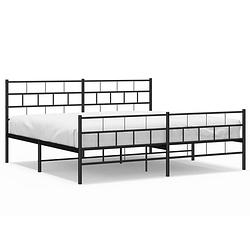 Foto van Vidaxl bedframe met hoofd- en voeteneinde metaal zwart 193x203 cm