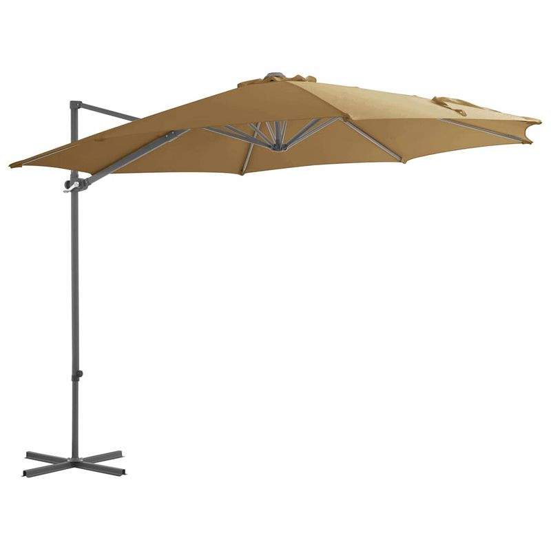 Foto van Vidaxl zweefparasol met stalen paal 300 cm taupe