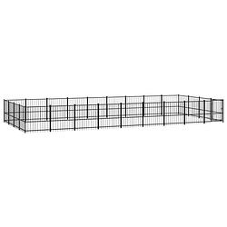 Foto van The living store hondenhok hondenkennel - stalen stangen - stevige constructie - 873x388x100cm - zwart