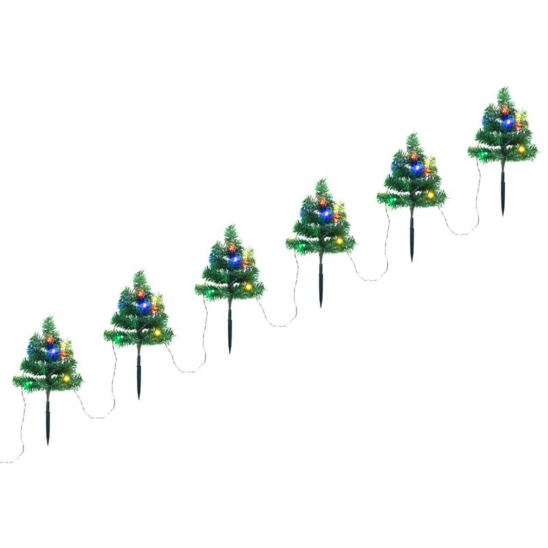 Foto van Vidaxl tuinpadkerstbomen 6 st met meerkleurige led'ss 45 cm pvc