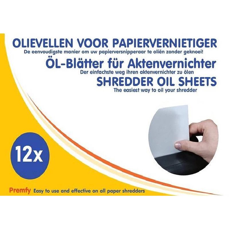 Foto van Premfy olievellen voor papierversnipperaar 12 stuks / papiervernietiger olievellen - oil sheets shredder 12 pack