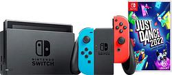 Foto van Nintendo switch rood/blauw + just dance 2022 switch