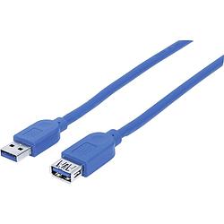 Foto van Manhattan usb-kabel usb 3.2 gen1 (usb 3.0 / usb 3.1 gen1) usb-a stekker, usb-a stekker 1.00 m blauw folie afscherming, ul gecertificeerd, vergulde