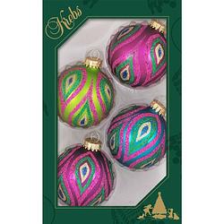 Foto van 4x color splash gekleurde glazen kerstballen glitter 7 cm kerstversiering - kerstbal