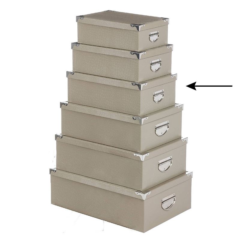 Foto van 5five opbergdoos/box - 2x - beige - l36 x b24.5 x h12.5 cm - stevig karton - crocobox - opbergbox