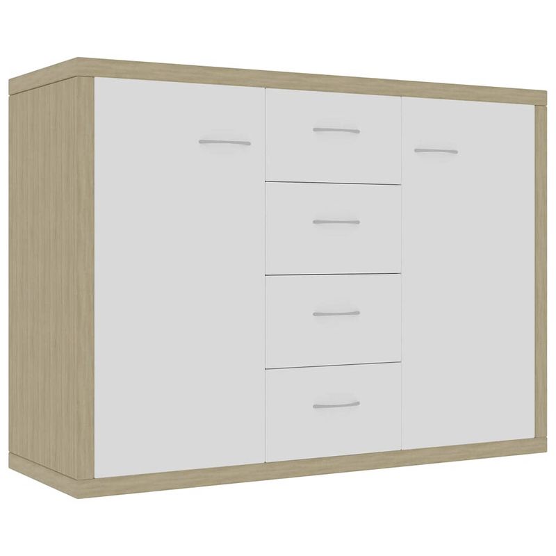 Foto van Vidaxl dressoir 88x30x65 cm spaanplaat wit en sonoma eikenkleurig