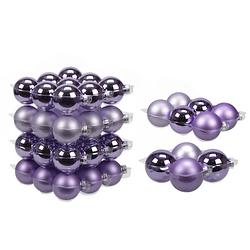 Foto van 46x stuks glazen kerstballen amethyst paars 6, 8 en 10 cm mat/glans - kerstbal