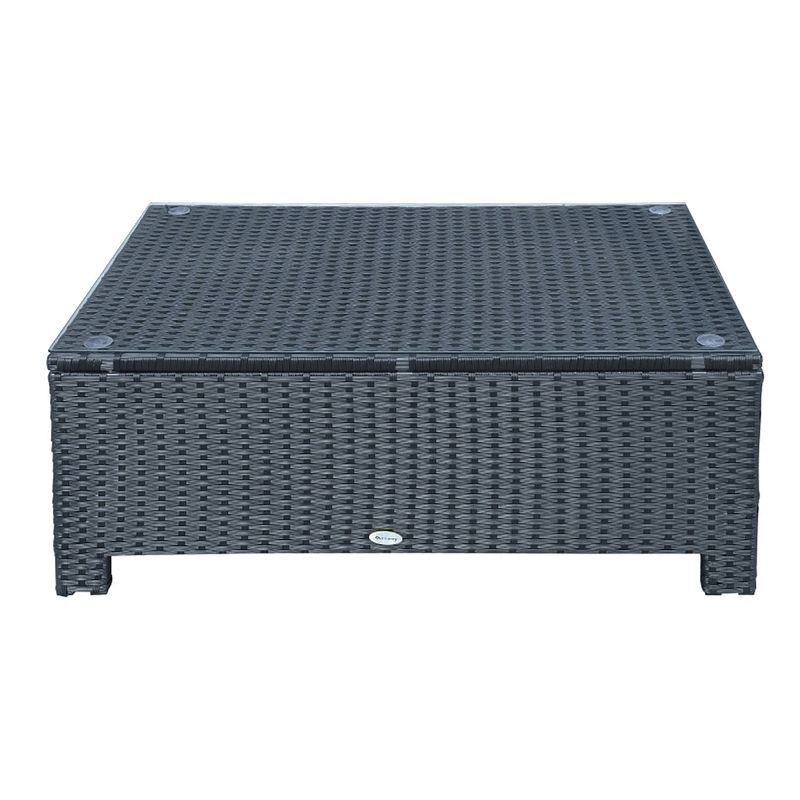 Foto van Tuintafel - tuintafeltje - balkontafel - bijzettafel - koffietafel - poly rattan - grijs - 85 cm x 50 cm x 39 cm