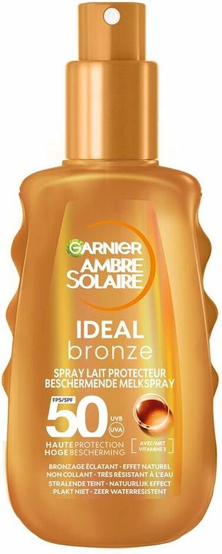 Foto van Garnier ambre solaire ideal bronze beschermende melkspray ?spf 50