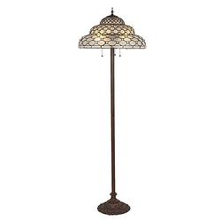 Foto van Lumilamp tiffany vloerlamp ø 52*166 cm transparant glas kunststof rechthoek staande lamp glas in lood tiffany lamp