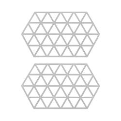 Foto van Krumble siliconen pannenonderzetter hexagon lang - grijs - set van 2