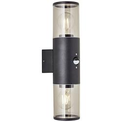 Foto van Brilliant sergioro 96474/63 buitenlamp met bewegingsmelder (wand) e27 zwart (mat)