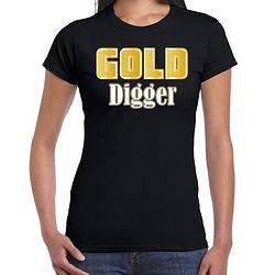 Foto van Bellatio decorations foute party t-shirt - dames - foute party outfit/kleding - gold digger xs - feestshirts