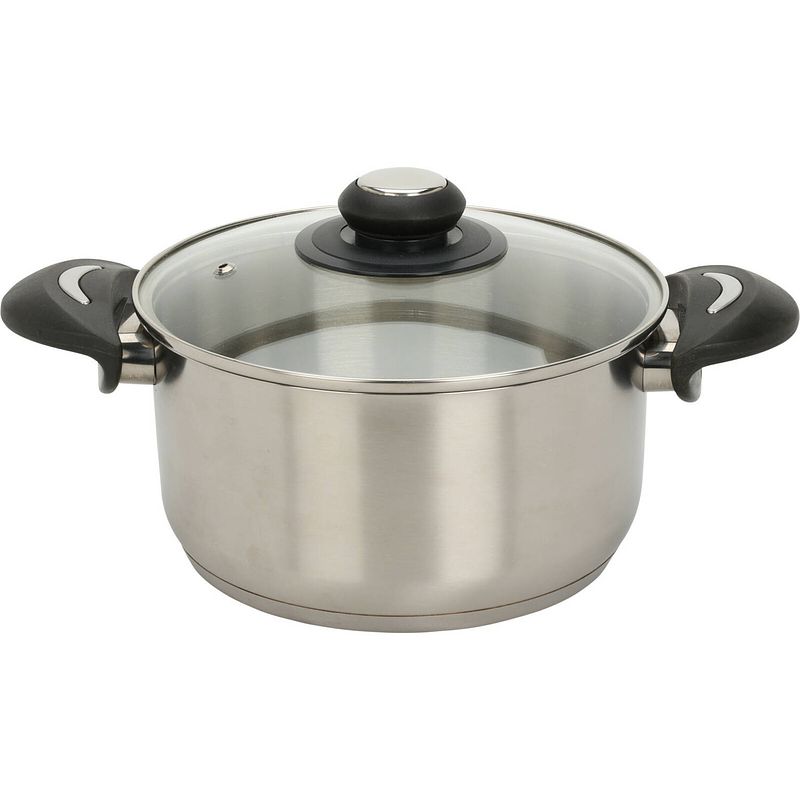 Foto van Excellent houseware kookpan met deksel - rvs/glas - 2.7l - d20 x h10.5 cm - kookpannen