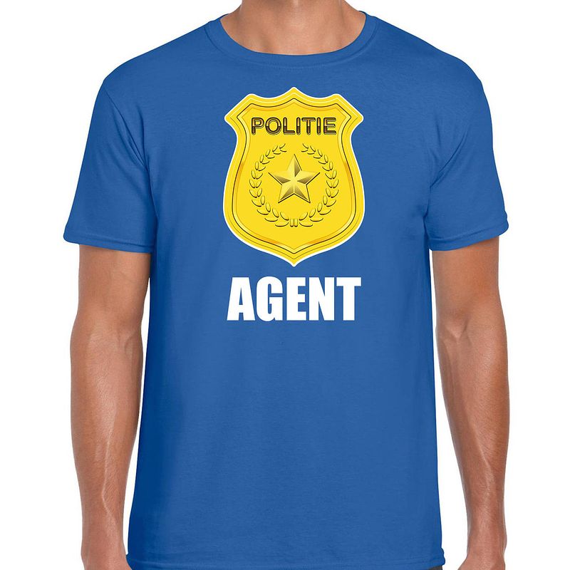 Foto van Carnaval shirt / outfit politie embleem agent blauw voor heren s - feestshirts