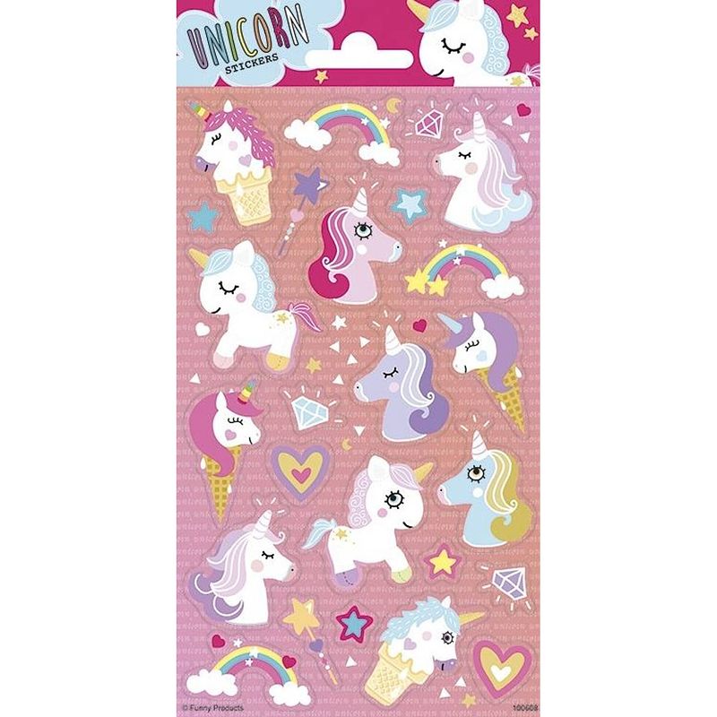 Foto van Funny products stickervel unicorns meisjes papier 26 stuks
