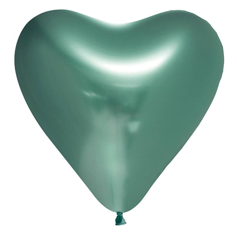 Foto van Wefiesta vormballon hart spiegelend 30 cm latex groen 6 stuks