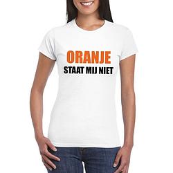 Foto van Oranje staat mij niet t-shirt wit dames l - feestshirts