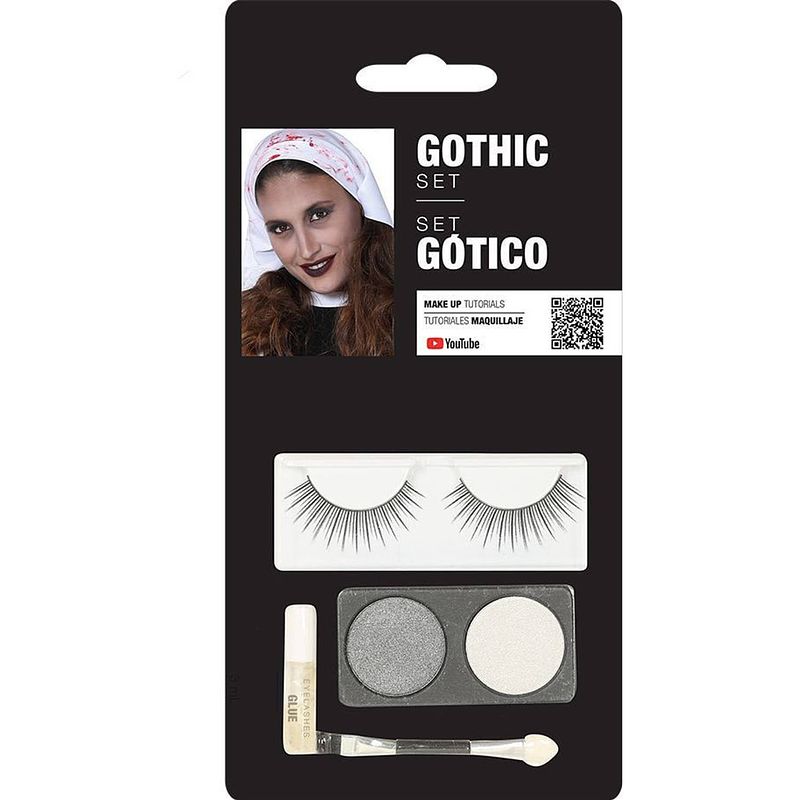 Foto van Fiestas guirca make-up set goth zilver/wit 4-delig