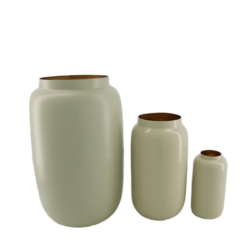 Foto van Dknc - planter sky - metaal - 18.5x18.5x33.5cm - set van 3 - cream