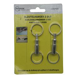 Foto van 2x sleutelhangers / key snaps metaal zilver met sleutelringen - sleutelhangers