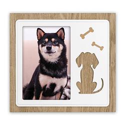 Foto van Zep - houten fotolijst hond peggy in wit met bruin voor 1 foto 10x15 - zx346