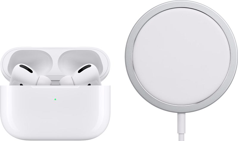 Foto van Apple airpods pro met magsafe draadloze oplaadcase + magsafe draadloze oplader