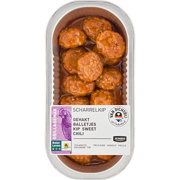 Foto van Jumbo scharrelkip gehaktballetjes sweet chili 194g aanbieding bij jumbo | diverse soorten