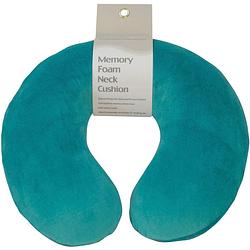Foto van Solid homecare nekkussen soft velour memory foam groenblauw
