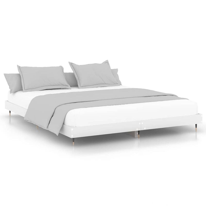 Foto van The living store bedframe - duurzaam - bedframe - afmeting- 203 x 143 x 20 cm - kleur- wit