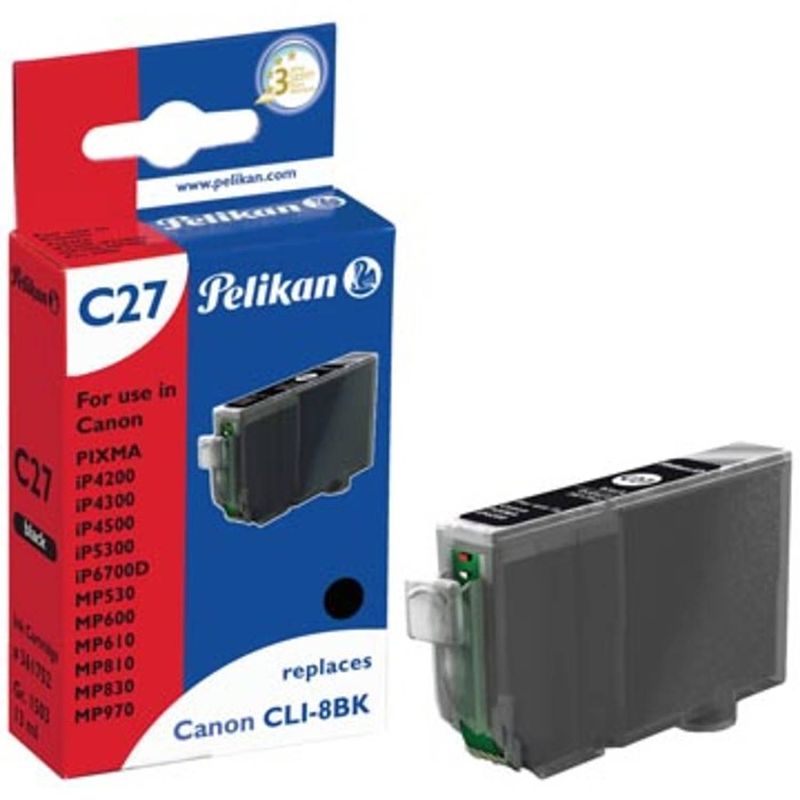 Foto van Pelikan inktcartridge zwart, 400 pagina's voor canon cli-8bk - oem: 0620b001