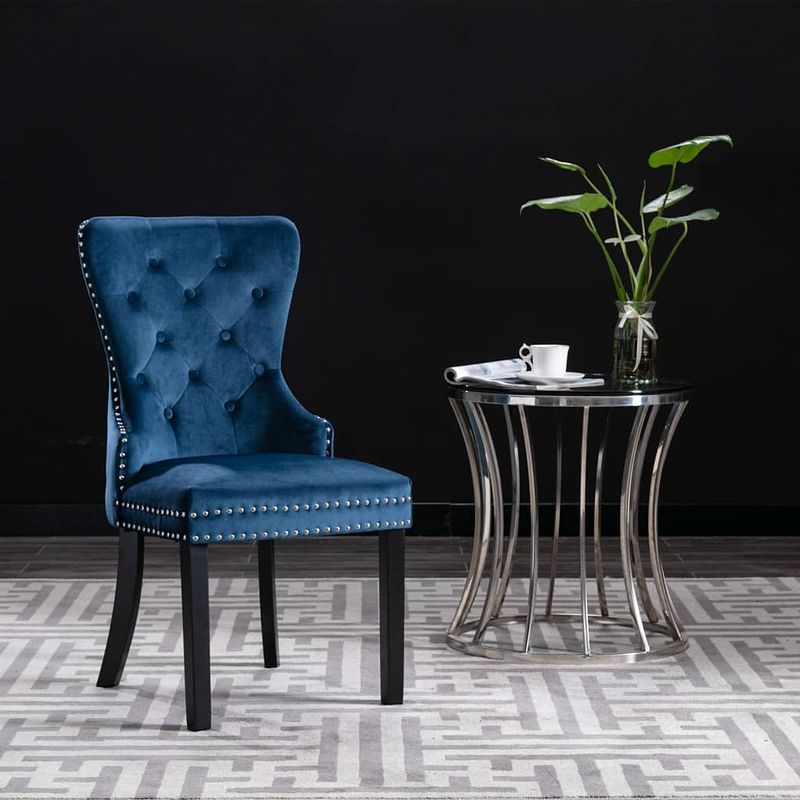 Foto van The living store eetkamerstoel - eetstoelen - 51 x 59 x 98.5 cm - blauw fluweel