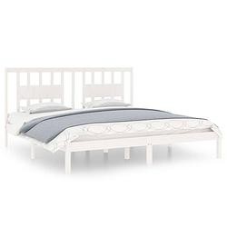 Foto van The living store bedframe klassiek grenenhout - 205.5 x 206 x 100 cm - wit