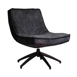 Foto van Dimehouse fauteuil industrieel antraciet velvet tommy - draaibaar